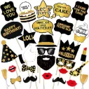 Party Propz Birthday Photo Booth Props - 29pcs Set with Funny Crown, Fun Mask, Hats, Beard, Happy Face, Mustache | Birthday Props | Party Props | Party Props Props for Adults
